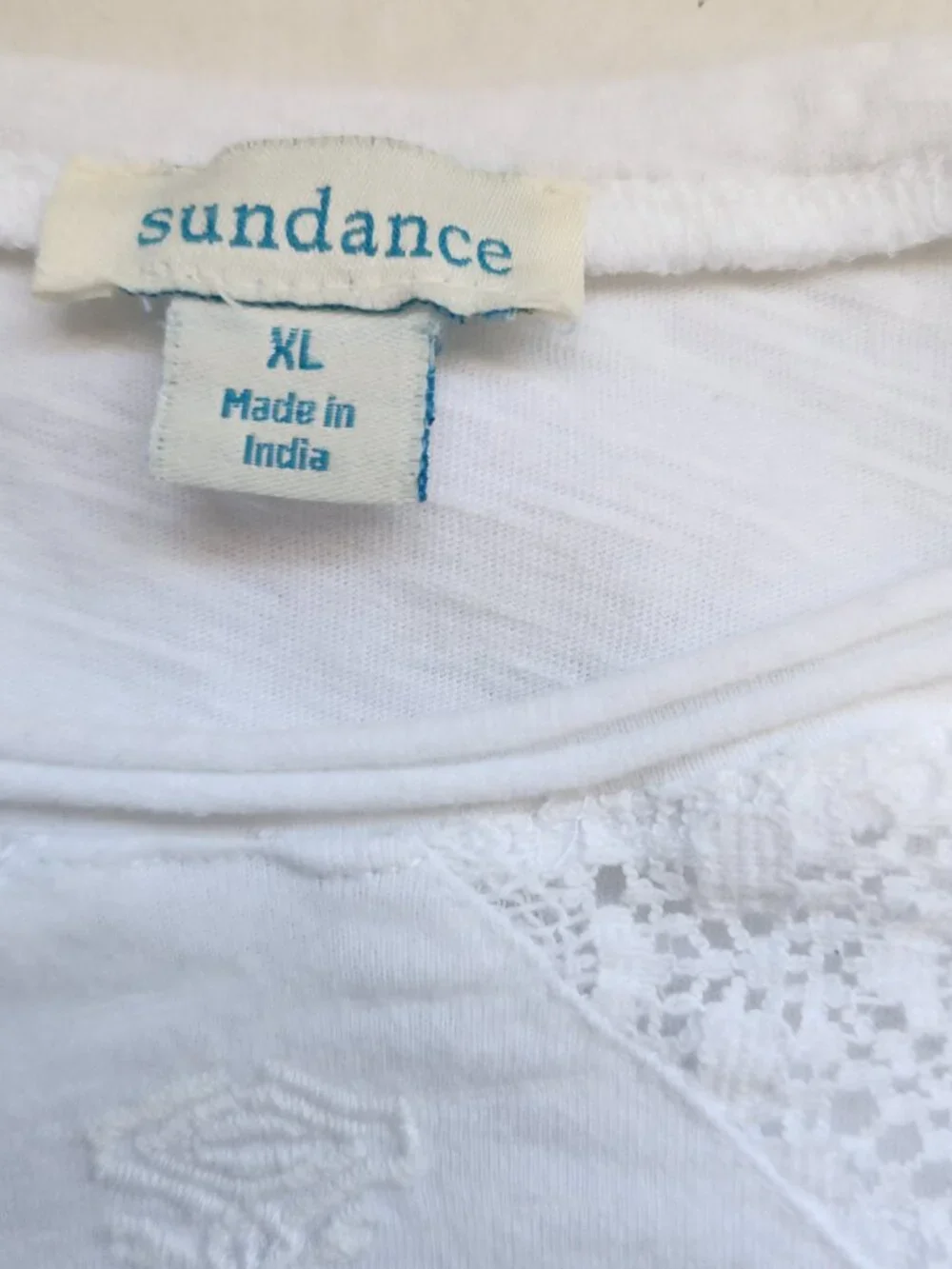 Sundance Women's Size XL White Embroidered Long Sleeve Crochet Lace Blouse Top - Picture 15 of 15